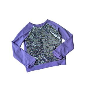 Beautees Purple Sequin Sweater - Size Large